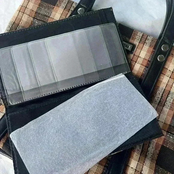 Vintage Longaberger Homestead Brown and Black Plaid Tote with matching wallet - Picture 5 of 7